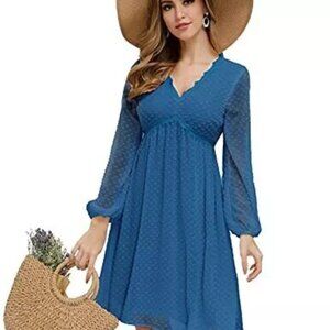 **JASAMBAC** Women's LS Swiss Dot Black Dress Small